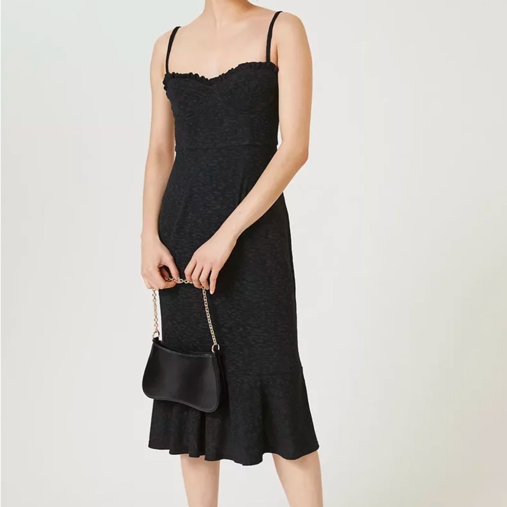 Anthropologie Hutch Selene Corset Black Midi Dress Large